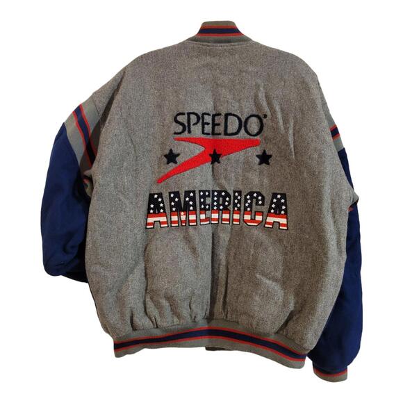 Speedo Other - Vtg 90s Speedo Varsity Bomber Letterman Wool Jacket Stars Stripes USA America M